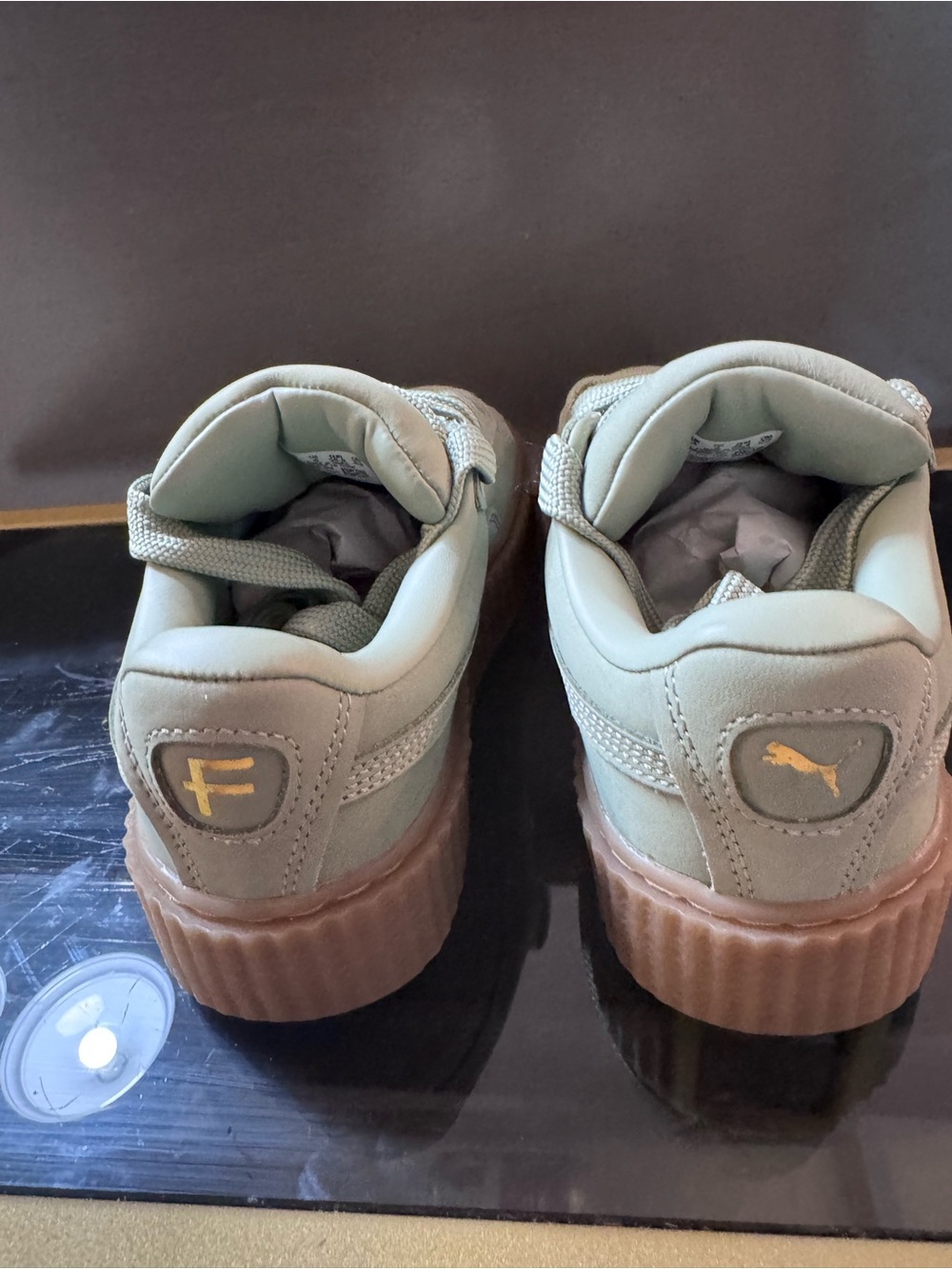 Puma Kids Mint Green Low-Top Sneaker with Gold Logo Brans New! - Picture 11 of 15